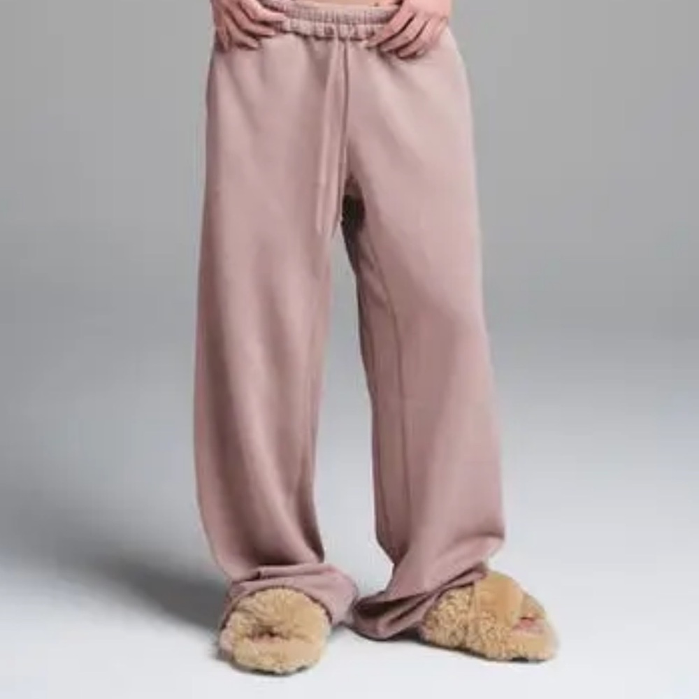 SKIMS French Terry Deconstructed Wide Leg Pant XS Fawn NWT (SK0250)